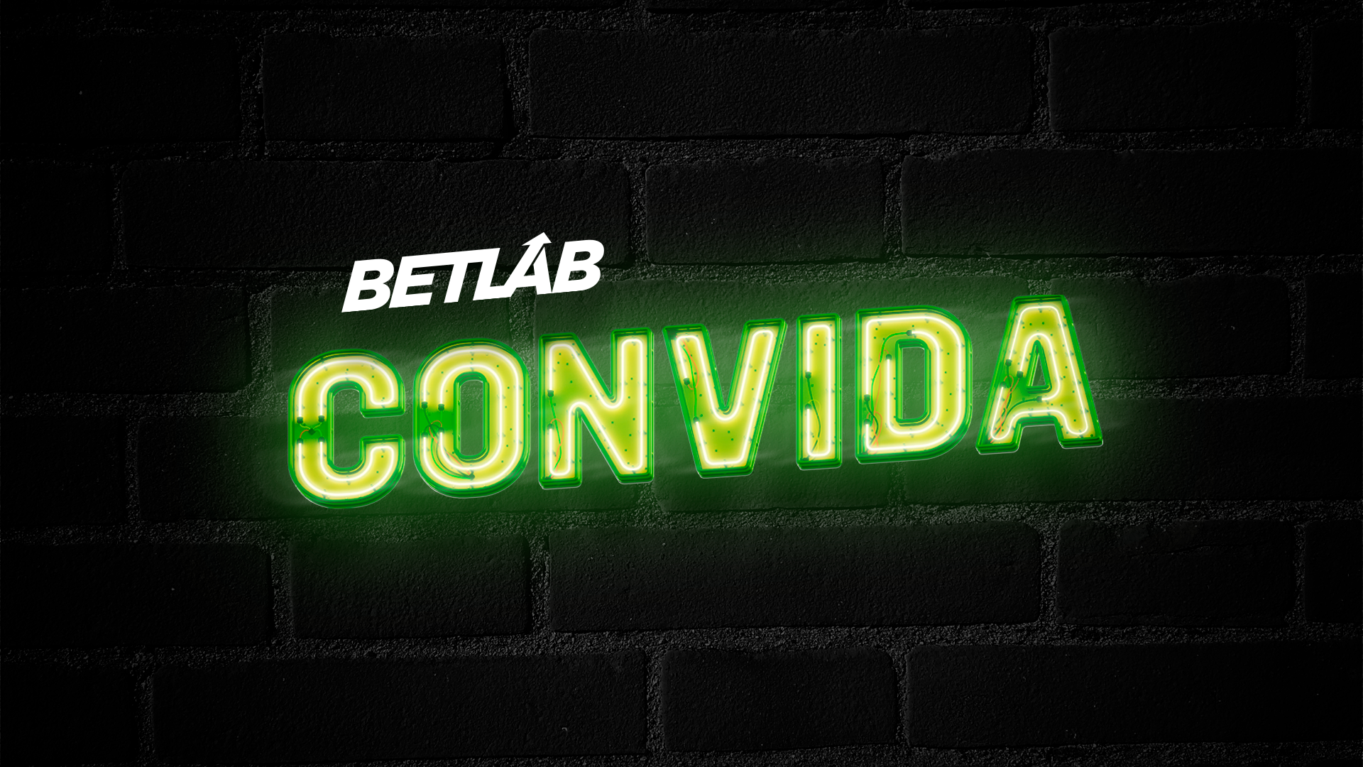 Muro preto escrito Betlab Convida em neon verde